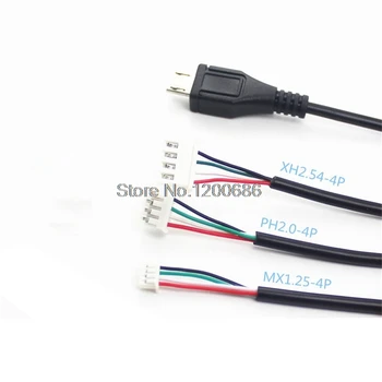 0,3 M 30CM MICRO USB Tomada Fêmea para XH2.54 1.25 ZH1.5 PH2.0 XH2.54 dupont 2.54 4P fio do chicote de cabos