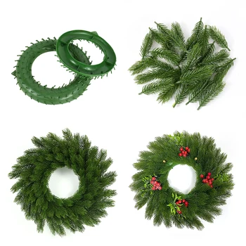 10-30cm de Natal Rattan/Anel de Plástico /Artificial Agulhas de Pinheiro Garland Para a Casa, Decoração de Natal DIY Coroa de flores, Acessórios