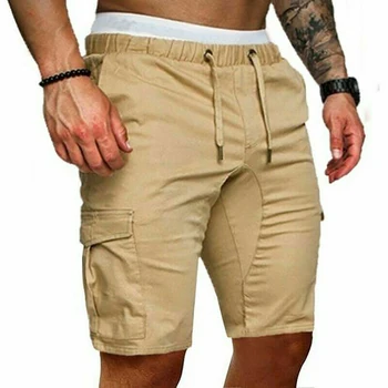 2020 Novo dos Homens de Moda Carga de Trabalho Meados de Shorts de Cintura Verão Casual Sólido Joelho Comprimento do Shorts, Calças