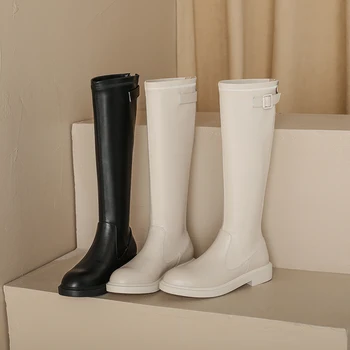 2022 novo outono e inverno as Mulheres botas de cano alto de couro natural 22-25cm de couro superior elástica botas de Cavaleiro botas longas botas