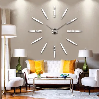 3D Quartzo Relógio de Parede Design Moderno Acrílico, Relógios de Parede de Espelho Adesivo de Parede Grande Decoração Relógio Para a Home Sala