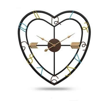 50cm de Luxo Amor Relógio de Parede Moderno e Decoração de Sala de estar Mudo de Metal de Ferro Relógio Grande e Minimalista, Relógios de Parede em Parede para o Presente