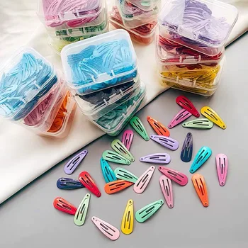 50pcs/muito Candy color clip de Lado a Cor do verniz que asse DIY feitos à mão Casa do Vestuário Clipe de Meninas gancho de Costura suprimentos