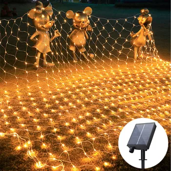 6Mx4M de Energia Solar LED String de Natal Net Luzes ao ar livre Jardim encantado de Decoração de Festa de Casamento Decoração da Cortina de Luzes de Rua 2023