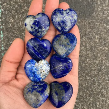 8pcs polimento de alta qualidade lapis lazuli coração a energia natural de pedra em forma de pedras preciosas como o presente para fazer jóias