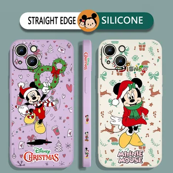 A Disney de Natal de Mickey Mouse Telefone de Caso Para o iPhone 14 6 6 7 8 plus X XR XS 11 12 13 pro MAX 12 13 mini Líquido de Esquerda Cobertura do cabo