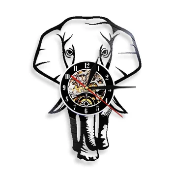 African Wildlife Animal Elefante Viveiro De Parede Decoração O Safari Animais De Elefante Arte De Parede Relógio De Parede Vintage Disco De Vinil Relógio De Parede