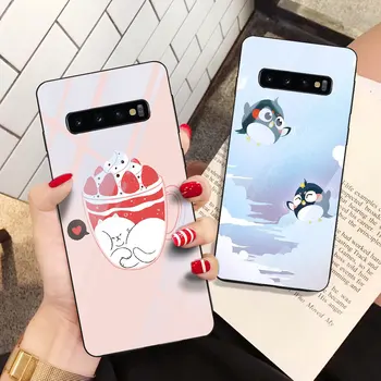 Animais Pinguim Bonito Cão Case para Samsung Galaxy S22 Ultra S10 Plus S20 S21 FE Nota 20 10 Lite 9 S8 S9 S10e Tampa de Vidro Temperado