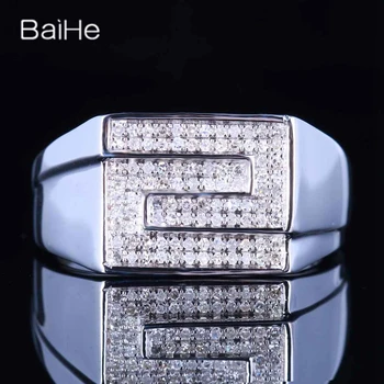 BAIHE Sólido 14K Ouro Branco H/SI Natural anel de Diamante para as mulheres os homens de Casamento Noivado de Finas Jóias anillos mujer bague кольца