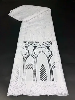 Branco Puro Solúvel Em Água De Pedras De Tecido Guiné Índio Vestido De Noiva De Material De Alta Qualidade Strass Rendas De Algodão Para Costura