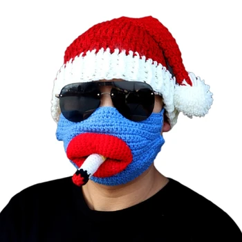 Chapéu de natal Unisex Adultos, as Crianças de Santa Chapéu Engraçado com Barba Máscara de Natal Férias Chapéu para festa de Festa de Ano Novo de Presente Decoração