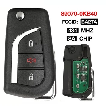 CN007268 3 Botão BA2TA 433MHz 8A Chip 89070-0KB40 Dobrável Filp Carro de Controle Remoto chaveiro de Ajuste Para Toyota Hilux 2015 - 2020