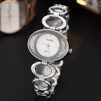 CUSSI 2019 Marca de Luxo Mulheres Relógios Strass Oval Senhoras Relógio de Pulseira da Mulher Moda Quartzo relógio de Pulso Reloj Mujer Relógio