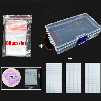 DIY Diamante Pintura Kit de Ferramentas de Plástico Auto-Adesivo Sacos de Brocas Colado Pedra de Armazenamento de Vedação Saco caixa de adesivos de materiais para Artesanato