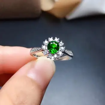 encantador verde diopside anel de pedra preciosa mulheres 925 prata esterlina, anel de natural, verdadeira jóia verde cor de aniversário, presente de ano Novo