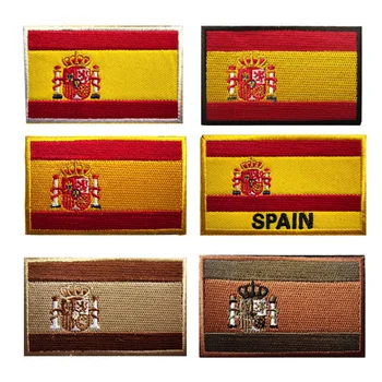 Espanha Multicolor Bandeira Diy Patches Emblema Bordado Gancho Loop Braçadeira 3D Vara Na Jaqueta Alça de Mochila de Adesivos