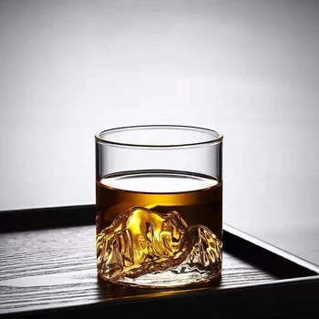 Estilo Japonês Uísque, Copo De Montanha Rasa De Forma Transparente Copo De Vidro Fuji Arte Presente Vidro Do Uísque Geleira Vodka Copo Do Vinho
