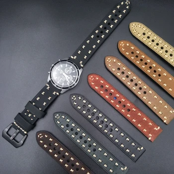 Feito à mão Watchbands 22mm 24mm de Couro Genuíno Vintage Faixa de Relógio Pulseira de Fivela Preta Homens Mulheres Relógio Pulseira de Cinto de Assistir Accessorie