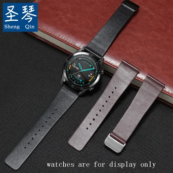 Fina pulseira de couro preto marrom fivela dobrável pulseira é adequado para Huawei GT2 Pro pulseira