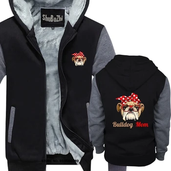 Inglês Bulldog Mãe Engraçado grosso hoodies Dia DA Mãe Idéia de Presente Para a Mamãe, Para os Jovens de meia-Idade, O Velho inverno casaco com carapuço