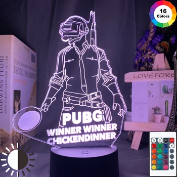 Jogo PlayerUnknown é um campo de batalha 3d da Noite do Diodo emissor de Luz de 16 Cores que mudam de Controle Remoto com luz de presença Legal do Evento Prêmio Lâmpada PUBG