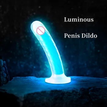 Luminosa Pênis Vibrador Simulação Feminino Vibrador, Com Ventosa de Massagem, G-spot Estimular Masturbador Adultos Brinquedos Sexuais Para as Mulheres Sex Shop