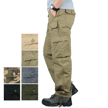 Marca Primavera, Inverno Táticas Calças Casuais Dos Homens Camo Militar Com Calças Longas De Algodão Cáqui Carga Calças Homens Pantalones Homens