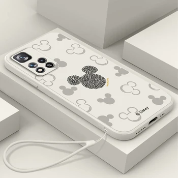 Minnie do Mickey de Disney Logotipo Líquido Corda Caso De Telefone Xiaomi Redmi Nota 11 11 11T 10S 10 9S 9T 9 8 8 Pro Plus 5G Shell Capa