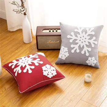 Moderno e Simples com Casa de floco de Neve Bordado em Pano de Algodão Fronha de Natal Capa de Almofada Sofá da Sala Capa de Almofada