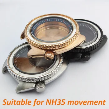 NH35 Caso 42,5 mm caixa de Relógio s de discagem nh35 Vidro de Safira NH35 Movimento Assistir acessórios Peças Para NH36 Movimento