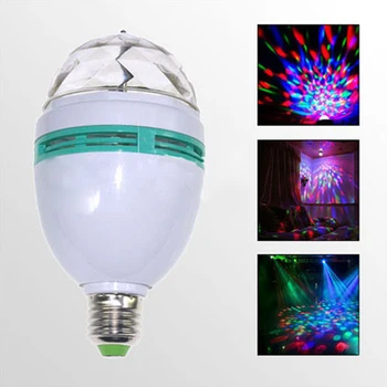 Novo e Fantástico 3W E27 85-260V da Cor Cheia do RGB LED Palco giratório de Luz do Bulbo de Lâmpada da Festa de Bar, KTV Atacado #LRT15287#