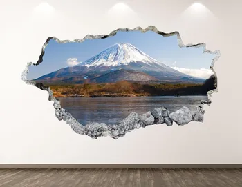O monte Fuji de Parede Decal - Japão Volcano 3D Esmagado Arte de Parede Autocolante de Decoração de Quarto de Crianças de Vinil em Casa Cartaz Personalizado de Presente KD210