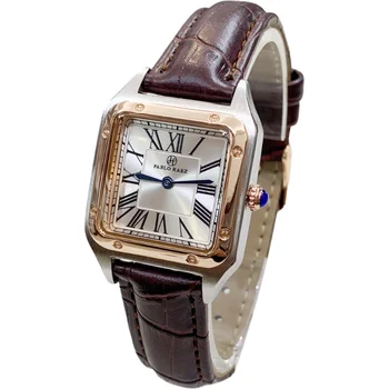 PABLO RAEZ Mulheres Relógios de Moda Quadrado Senhora de Quartzo relógio de Pulso Impermeável de Couro Marrom Luxo Simples Vestido de Festa Elegante Relógio
