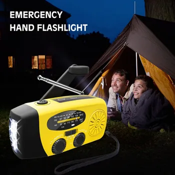 Portable 3 In1 Lâmpada de Emergência Manivela do Gerador de Dínamo Solar Powered Rádio FM/AM Telefones Carregador Lanterna LED