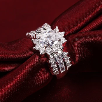 Prata 925 Esterlina de Luxo coração de cristal de Anéis Para as Mulheres a Moda Festa de Casamento Acessórios, Jóias de Presentes de Natal