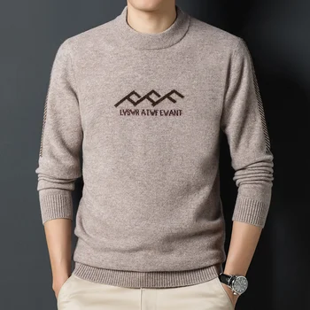 primavera, Redondo e pescoço outono camisola dos homens de inverno fina coreano Jacquard 200 puro camisola de moda casual de tricô da base de dados.