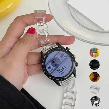 Resina pulseira de 22mm bandas para Samsung Galaxy Watch3 engrenagem S3 41mm active2 46mm 45mm bracelete para o HUAWEI Assistir GT2 2e 42mm mulheres correia