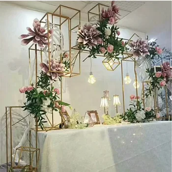 Retangular Fosco De Ouro Casamento Stand De Flores, Geométricos Peça Central Vasos Para A Decoração Home
