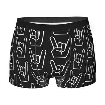 Rock, Hip Hop Sinal Dos Chifres Rock Cuecas Breathbale Calcinha de roupa íntima para Homens Ventilar Shorts Boxer Briefs