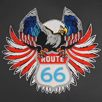 Rota 66 Bordados Águia de Tamanho Grande Motociclista de Moto Patch para o Colete de Couro