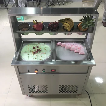 Sorvete de Máquina de Rolo de Aço Inoxidável com Refrigerado para Café-Bar Sobremesa Lojas de Uso Comercial