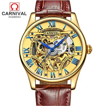 Suíça Carnaval Homens Relógios de Marca de Luxo Mecânica Relógios de pulso Relógio Masculino Impermeável reloj hom Esqueleto Assistir Safira