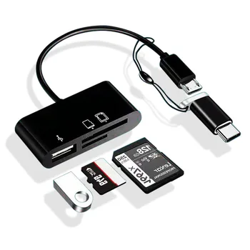 USB Tipo C Leitor de Cartão SD TF Conexão USB Smart Leitor de Cartão de Memória Adaptador Para Macbook Celular Samsung, Huawei, Samsung