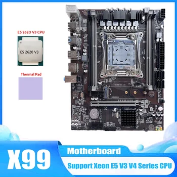 X99 placa-Mãe LGA2011-3 placa-Mãe do Computador Suporte Xeon E5 V3 V4 Série de CPU Com E5 2620 V3 CPU+Almofada Térmica