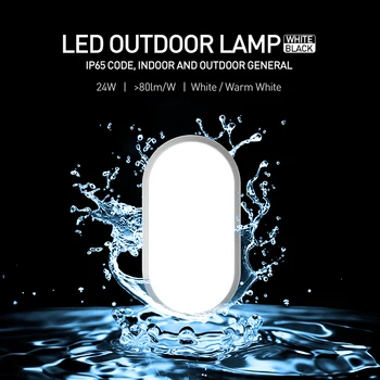 À prova d'água IP65 Exterior LED, Lâmpada de Parede 24W Umidade, à Prova de Poeira à Prova de Indoor LED Lâmpadas do Teto de montagem em Superfície Oval Luzes de Parede