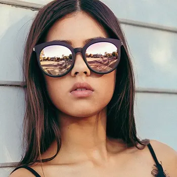 2018 Novo Oversize Óculos estilo Olho de Gato Mulheres, Moda de Verão, Estilo, Tamanho Grande Moldura de Espelho de Óculos de sol Feminino Oculos UV400 741