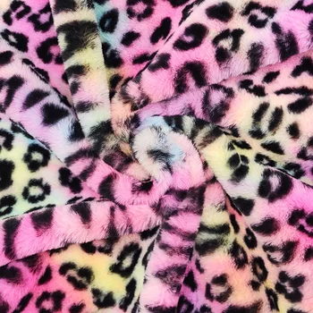 50cm*150cm arco-íris Gradiente de Tecido aveludado Pele do Coelho Coloridos Tie-dye Coelho para Baixo Leopard Impressão de Almofadas Brinquedo de Calçados de Material