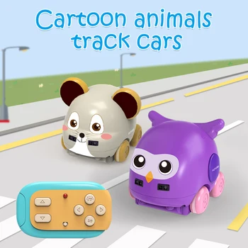 Animais dos desenhos animados de Controle de Mão de Indução Pista de RC Carro para Crianças Gesto Sensor Seguintes Música Carro de Brinquedos para o Natal de Presentes de Natal