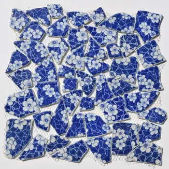 Azul Flor Branca da Porcelana Telha de Mosaico Backsplash PCMTYHS17 casa de Banho de Cerâmica Telhas da Parede