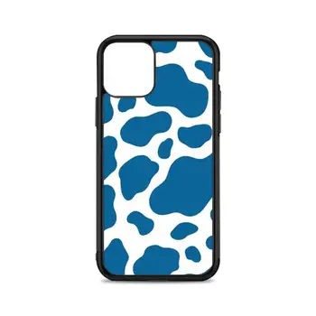 azul vaca Caso de Telefone para o iPhone mini-12 11 pro XS Max X XR 6 7 8 plus SE20 TPU de Alta qualidade de silicone e plástico Rígido tampa